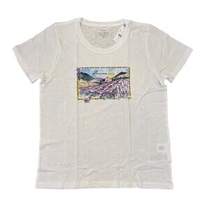 NWT J. Crew White W/Postcard From Provence Lavender Fields Graphic Tee - SIZE M